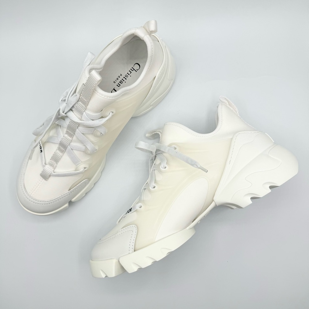 NEW Christian Dior White D-Connect Lace Up Sneakers Trainers Shoes